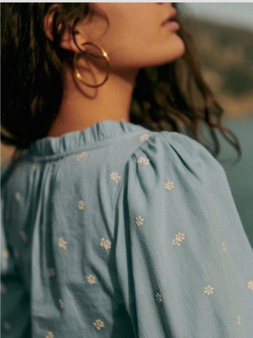 Sezane Kellia Shirt Light Denim - Size 6 - Picture 2 of 8